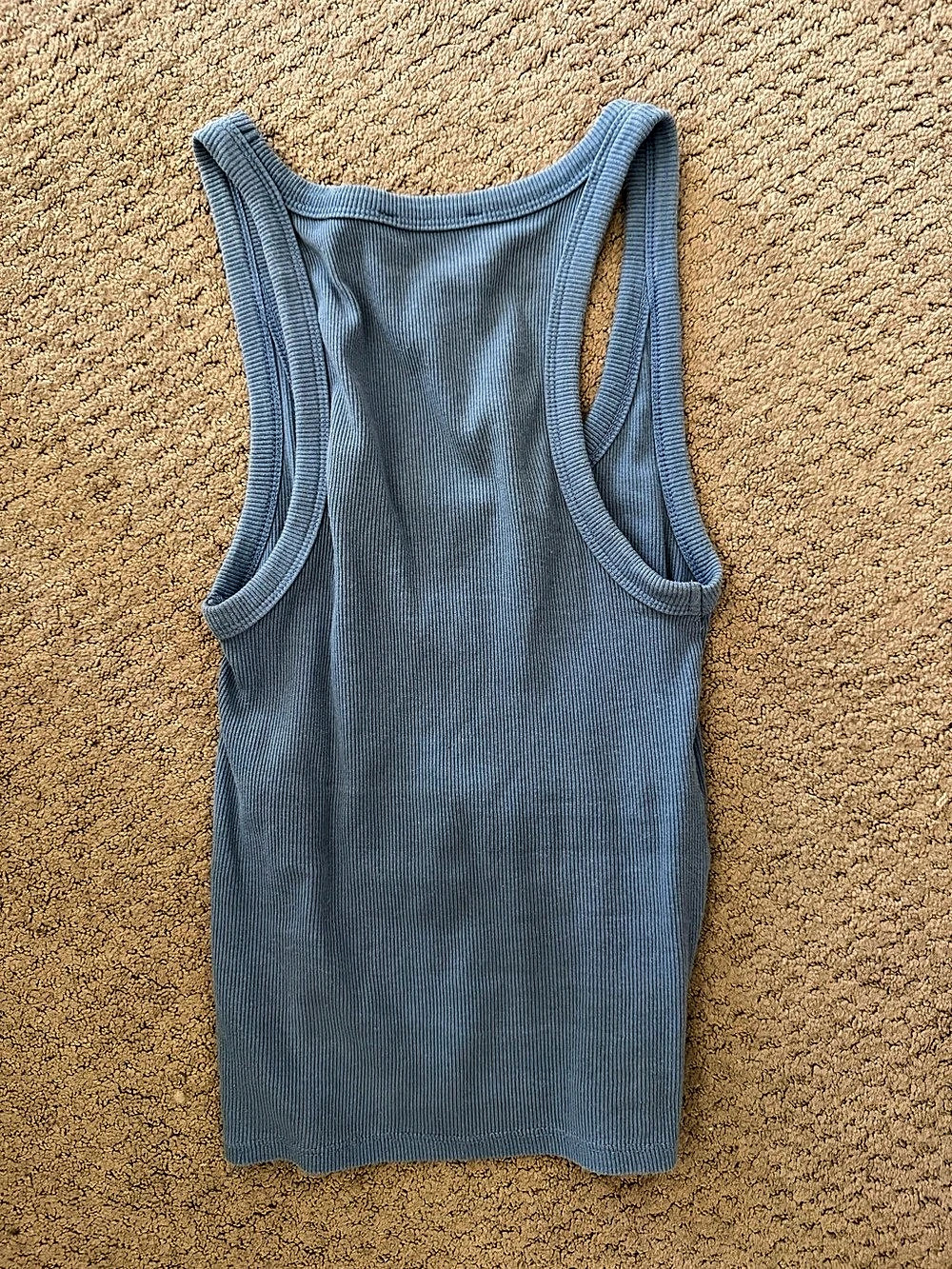Zara Ribbed Racerback Tank Top Blue Small - Picture 2 of 3